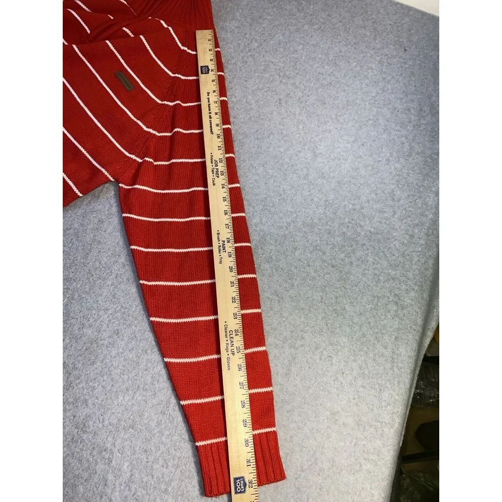 SOUTHPOLE Vtg Red Striped 1/4 Zip Rib Knit SWEATER Men's XL - Picture 9 of 9